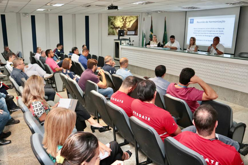 Portos do Paraná realizou reuniões com Anvisa, Marinha, Regional de Saúde, Samu, Hospital Regional do Litoral, empresas, armadores e operadores portuários, sobre o novo coronavirus. Foi ressalta importância dos planos de contingência e da articulação entre órgãos para o enfrentamento da doença.