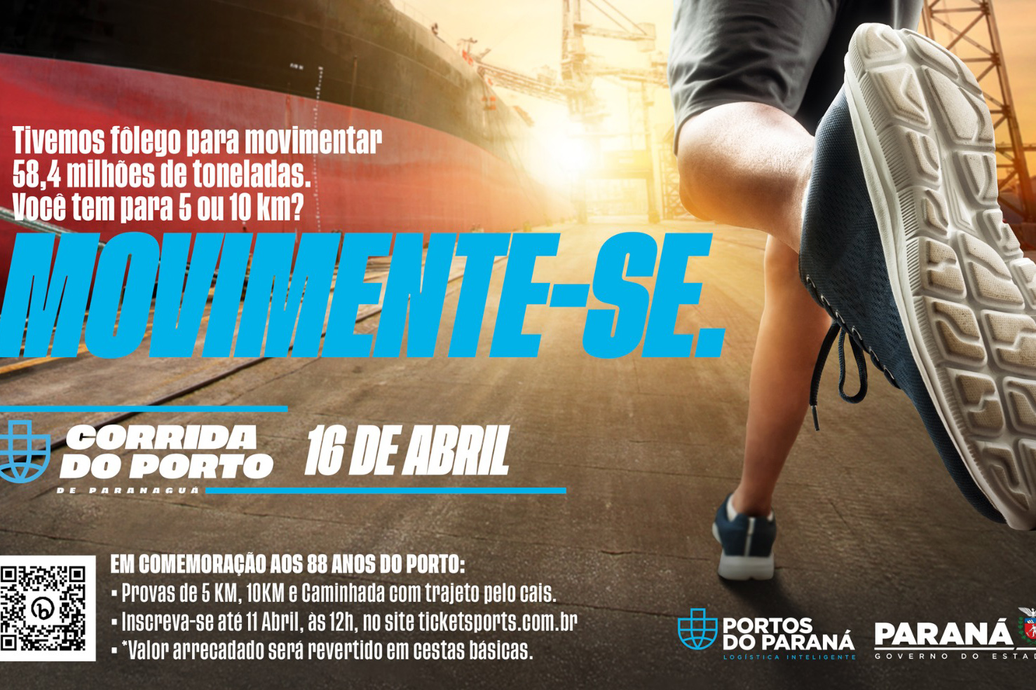 Corrida do Porto de Paranaguá arrecada 14 toneladas de alimentos com 1,2 mil inscrições