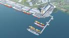 Corredor de exportação de granéis sólidos oeste: Na parte oeste do cais comercial será construído mais um sistema de piers para granéis, sendo este em forma de “F” perpendicular ao atual cais, com capacidade para atracação de quatro navios. 