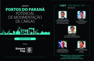Na próxima quarta-feira (15), às 9h, o potencial de movimentação de cargas dos portos do Paraná será tema de um seminário online organizado pelo Conselho de Infraestrutura do Sistema da Federação das Indústrias do Estado do Paraná (Fiep). 