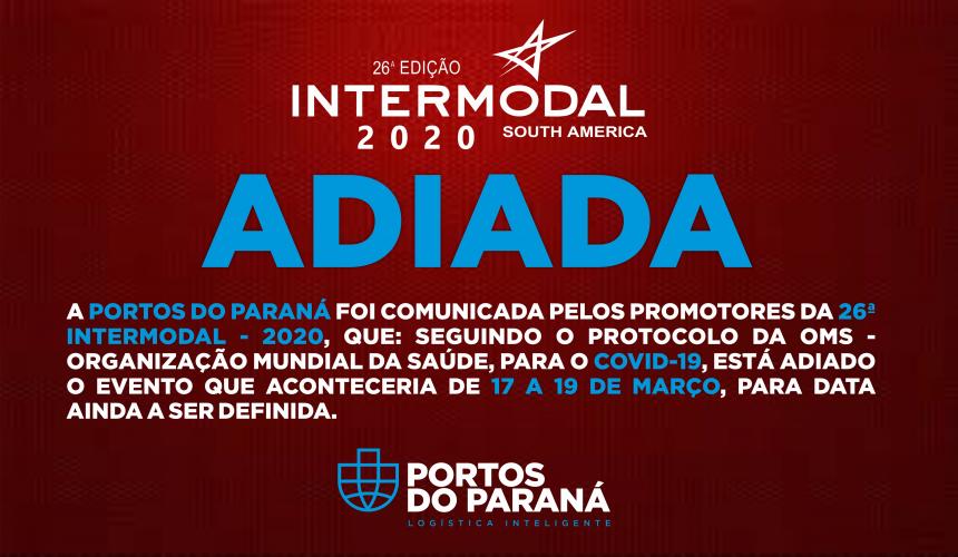 A Informa Markets, organizadora da Intermodal South America 2020, comunicou nesta sexta-feira (13) que decidiu adiar o evento para a segunda quinzena de julho, ainda este ano, devido a progressão do COVID-19. A Portos do Paraná, que participa da feira todos os anos, entende que o momento exige prudência e que a saúde e segurança dos visitantes, clientes e colaboradores devem ser prioridade.