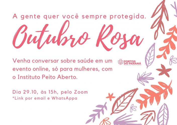 Mais uma vez, estamos juntas, no Outubro Rosa, para falar de prevenção, cuidado e saúde da mulher! Porém, neste ano, nossa conversa será ON LINE, em parceria com o Instituto Peito Aberto.