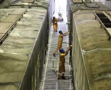 Dados são de janeiro a setembro deste ano em relação ao mesmo período de 2020. Neste ano chegaram ou saíram de trem 19,7% do total foi movimentado pelos portos. Em 2020, no essa participação foi de 15,9%. 