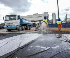 Pátio de Triagem ganha pavimentação de concreto em áreas mais sensíveis