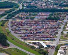 O pátio de triagem do Porto de Paranaguá registrou alta de 20% no número de caminhões recebidos, principalmente dos provenientes de outros estados.