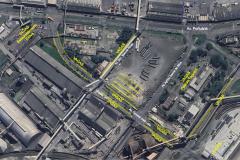 #praquemnaopodever imagem de satelite mostra a região portuária vista de cima, em tons de cima e algumas ruas estão com linhas amarelas e com a palavra "vagas" no meio