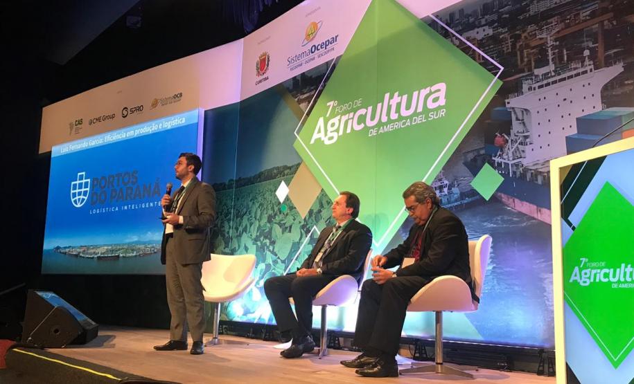 Presidente da Portos do Paraná, Luiz Fernando Garcia, no 7º Fórum da Agricultura da América do Sul