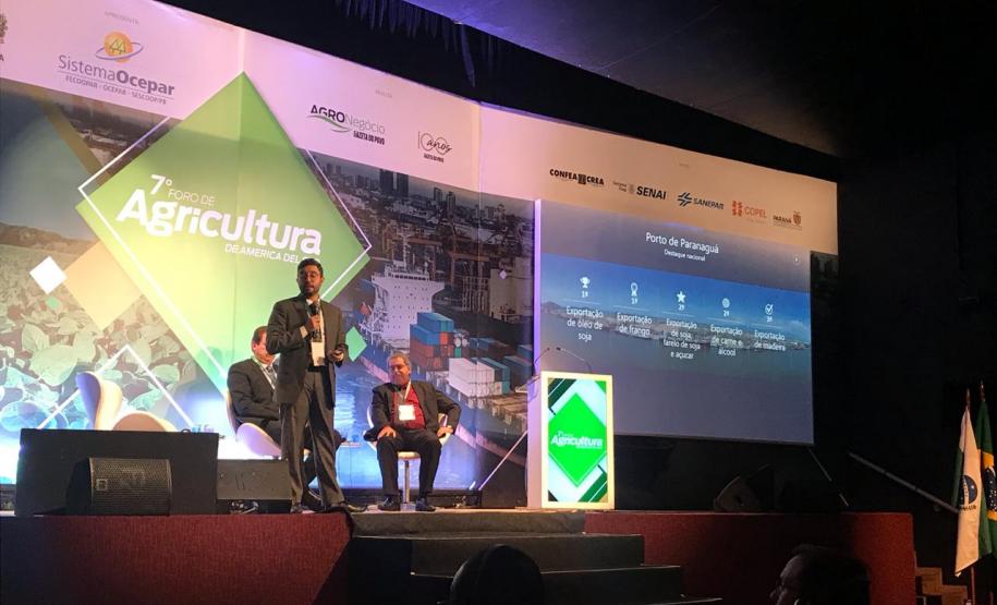 Presidente da Portos do Paraná, Luiz Fernando Garcia, no 7º Fórum da Agricultura da América do Sul
