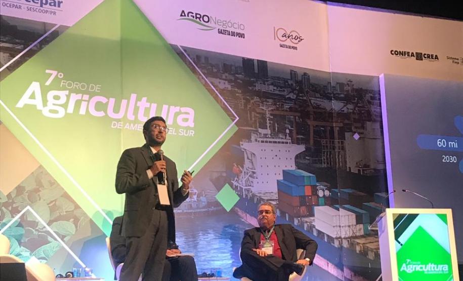 Presidente da Portos do Paraná, Luiz Fernando Garcia, no 7º Fórum da Agricultura da América do Sul