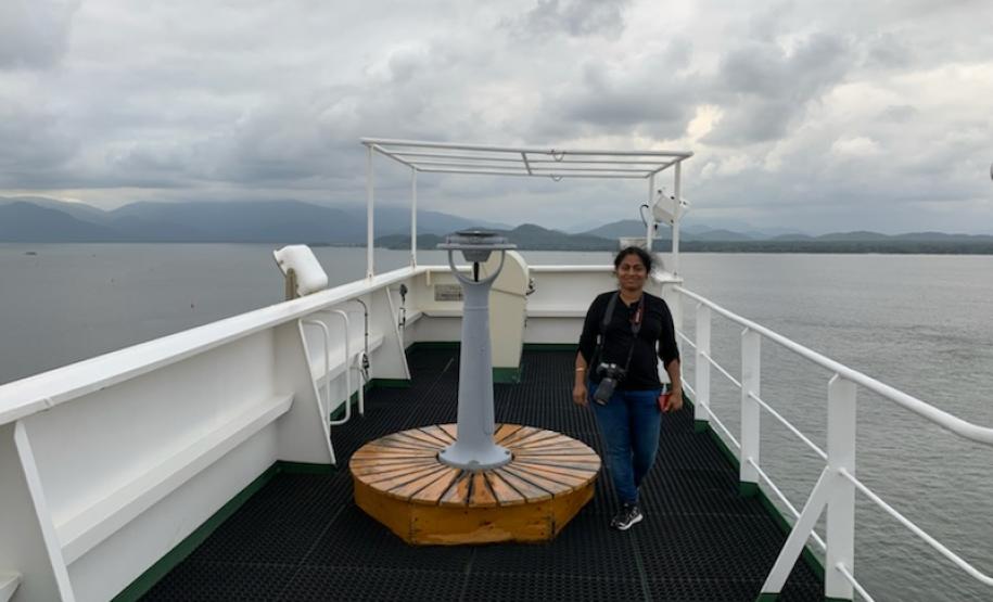 Viajante se aventurou com o marido e atravessou o Atlântico num navio porta contêiner