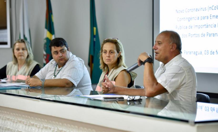 Portos do Paraná realizou reuniões com Anvisa, Marinha, Regional de Saúde, Samu, Hospital Regional do Litoral, empresas, armadores e operadores portuários, sobre o novo coronavirus. Foi ressalta importância dos planos de contingência e da articulação entre órgãos para o enfrentamento da doença.