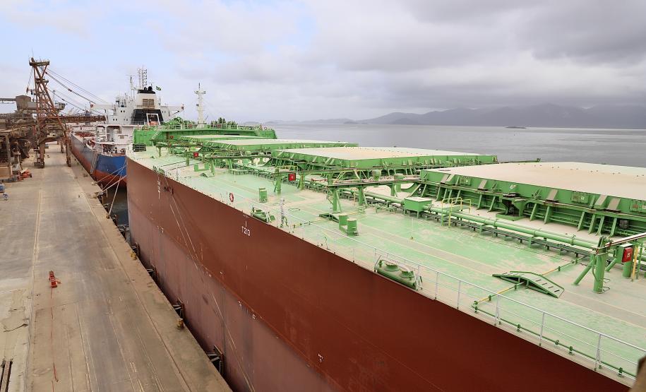 Mais um grande navio graneleiro atraca no Corredor de Exportação do Porto de Paranaguá para receber uma carga recorde de farelo de soja. O Pacific Myra, com 292 metros de comprimento (loa) e 45 metros de largura (boca), atracou no berço 214, no último final de semana, e segue carregando. A embarcação vai levar, para a Holanda, 108.577 mil toneladas do produto.