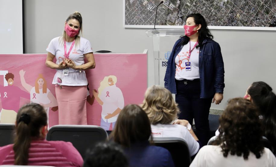 oram três dias intensos de programação da Portos do Paraná para marcar o Outubro Rosa. De segunda a quarta-feira (4 a 6), por quase duas horas durante as tardes, 150 mulheres, trabalhadoras dos portos, se reuniram para falar da saúde e de autocuidado.