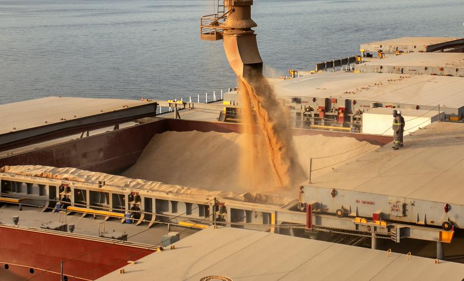 Projeção é de aumento de 53% em relação ao mesmo período de 2021. O crescimento está sendo puxado pelo milho, que deve exportar 2,6 milhões de toneladas no trimestre, mais de 2 mil vezes o volume do ano anterior