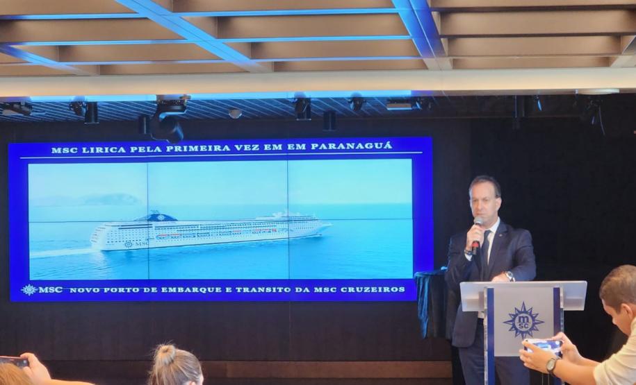 O MSC Lirica vai operar itinerários de Paranaguá para Itajaí, Buenos Aires (Argentina) e Punta del Este (Uruguai). O anúncio foi feito pelo diretor-geral da MSC no Brasil, Adreian Ursilli, durante o 14° TOP MSC 2023.