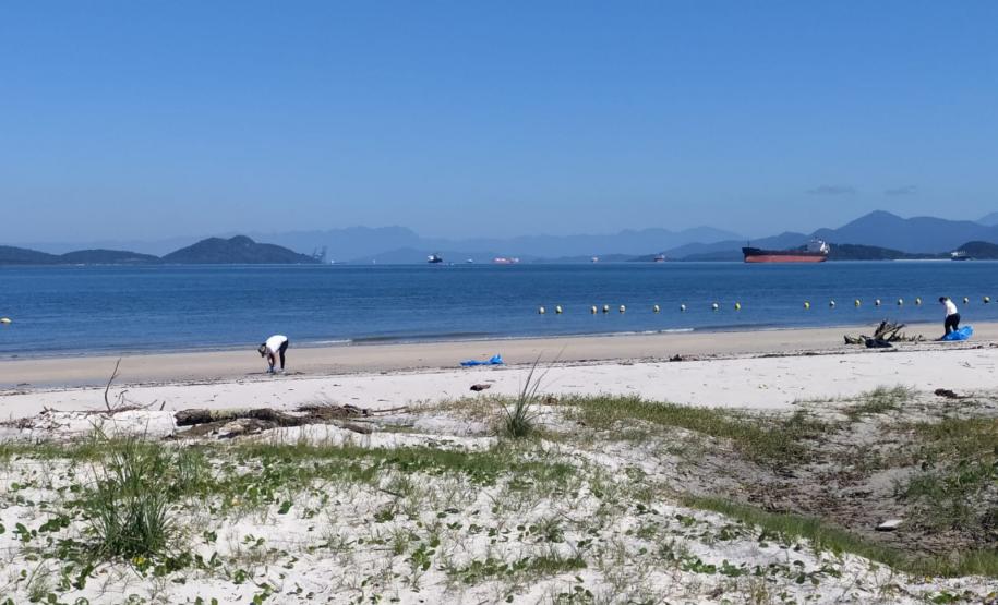 Portos do Paraná ajuda a retirar 220 quilos de resíduos de praia da Ilha do Mel