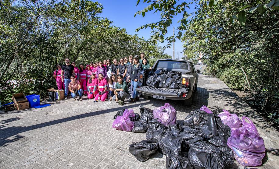 Mutirão de limpeza de manguezais da Portos do Paraná recolhe mais de 600 quilos de resíduos