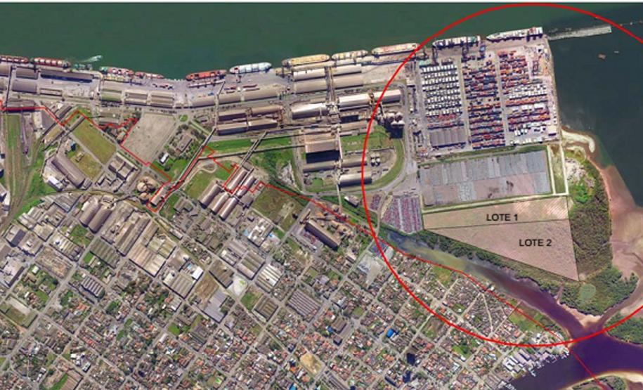 O novo empreendimento ficará localizado no setor Leste do Porto de Paranaguá, indicado na imagem.