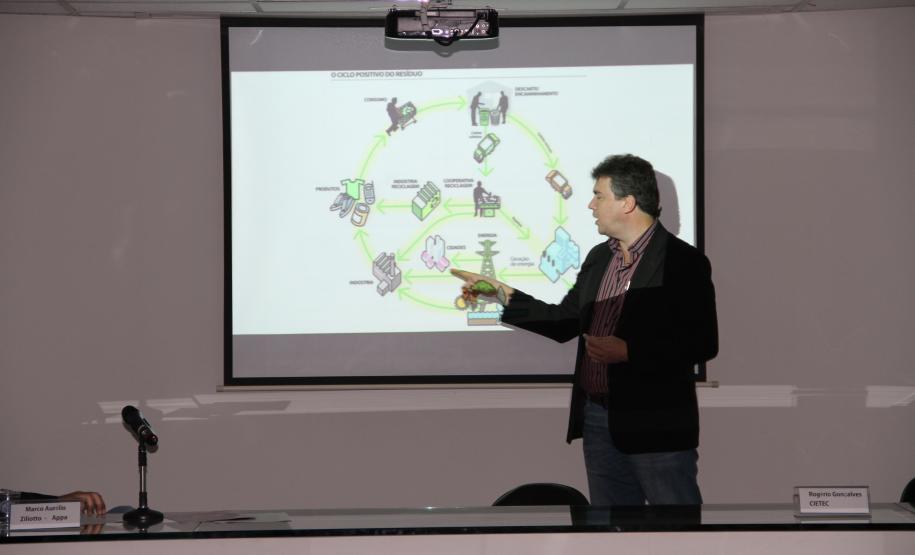 Os representantes do CIETEC apresentaram o conceito de gestão positiva de resíduos e inteligência ambiental. Rogério Gonçalves falou das 108 caçambas georreferenciadas que gerencia, junto à Appa – desde a área primária do porto de Paranaguá até o pátio de triagem e o Porto de Antonina. E apresentou as novas tecnologias que vêm sendo pensadas, para os portos paranaenses, para planejamento e monitoramento da rastreabilidade do transporte e da destinação de resíduos.