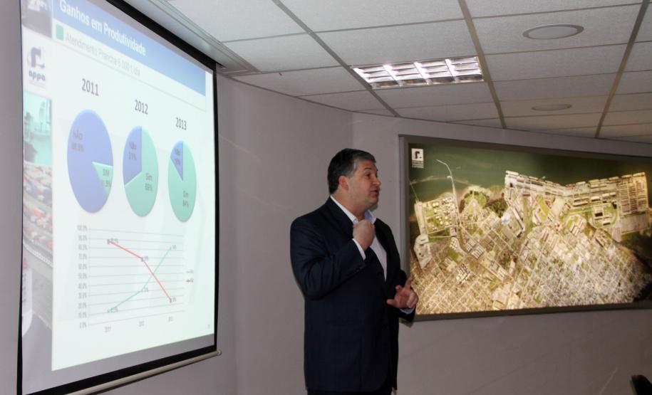 O diretor-presidente da Administração dos Portos de Paranaguá e Antonina (Appa), Luiz Henrique Dividino, e a diretora jurídica, Jacqueline Wendpap, recepcionaram, na última sexta-feira (3), magistrados e equipe técnica do Tribunal Regional do Trabalho da 9ª Região (TRT 9ª Região).  O grupo, de 25 representantes do Judiciário Paranaense, receberam informações e conheceram as dependências do Porto de Paranaguá.